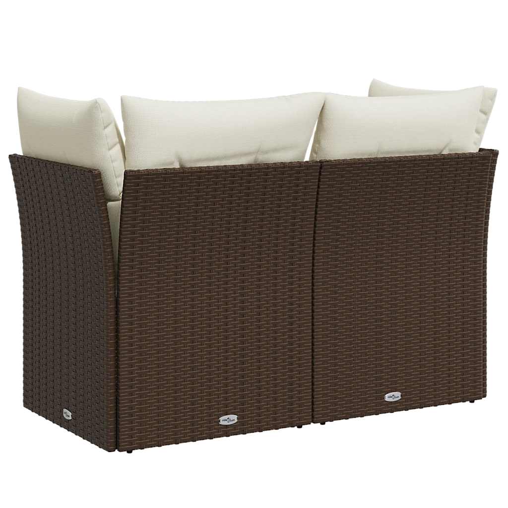 vidaXL Sofa ogrodowa z poduszkami, 2-osobowa, brązowa, polirattan
