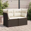 vidaXL Sofa ogrodowa z poduszkami, 2-osobowa, brązowa, polirattan