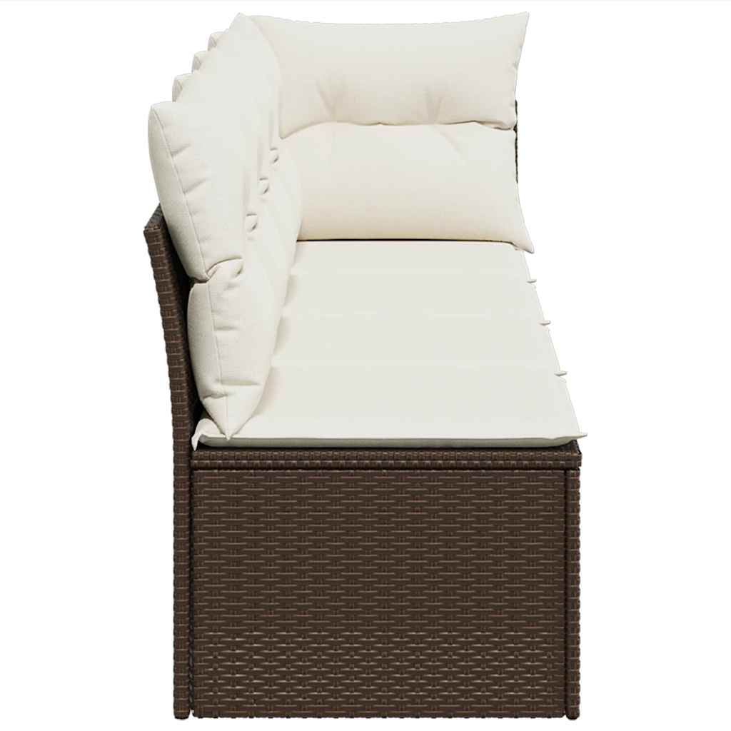 vidaXL Sofa ogrodowa z poduszkami, 4-osobowa, brązowa, polirattan