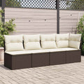 vidaXL Sofa ogrodowa z poduszkami, 4-osobowa, brązowa, polirattan