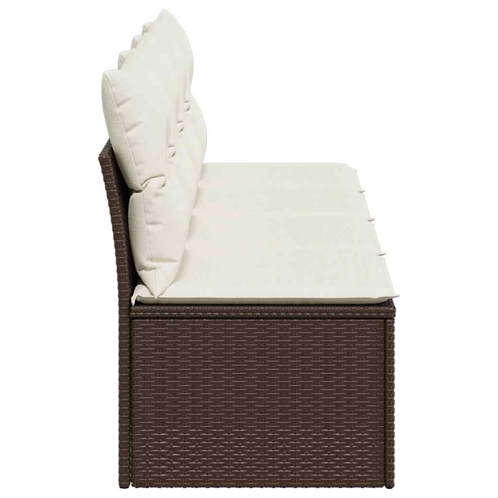 vidaXL Sofa ogrodowa z poduszkami, 4-osobowa, brązowa, polirattan