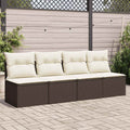 vidaXL Sofa ogrodowa z poduszkami, 4-osobowa, brązowa, polirattan