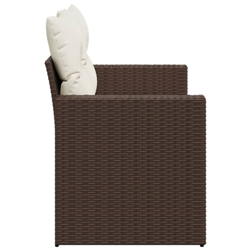 vidaXL Sofa ogrodowa z poduszkami, 2-osobowa, brązowa, polirattan