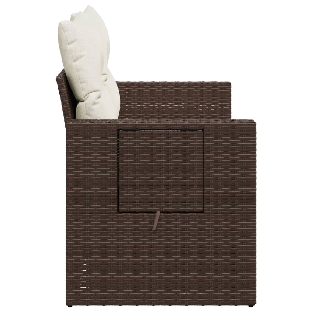 vidaXL Sofa ogrodowa z poduszkami, 2-osobowa, brązowa, polirattan