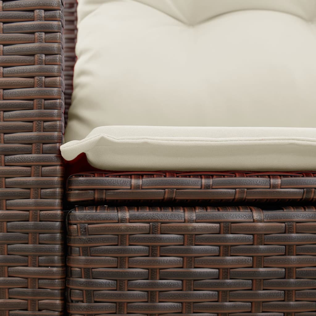 vidaXL Sofa ogrodowa z poduszkami, 2-osobowa, brązowa, polirattan
