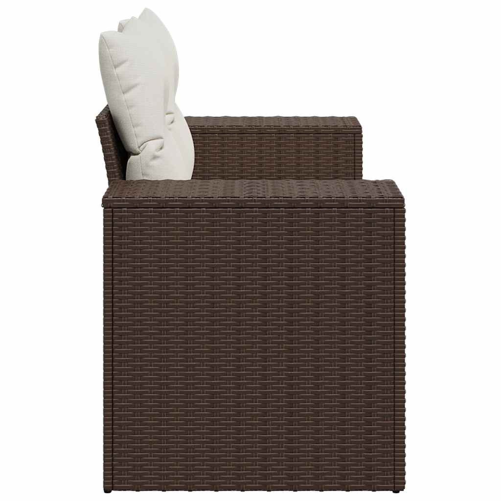 vidaXL Sofa ogrodowa z poduszkami, 2-osobowa, brązowa, polirattan