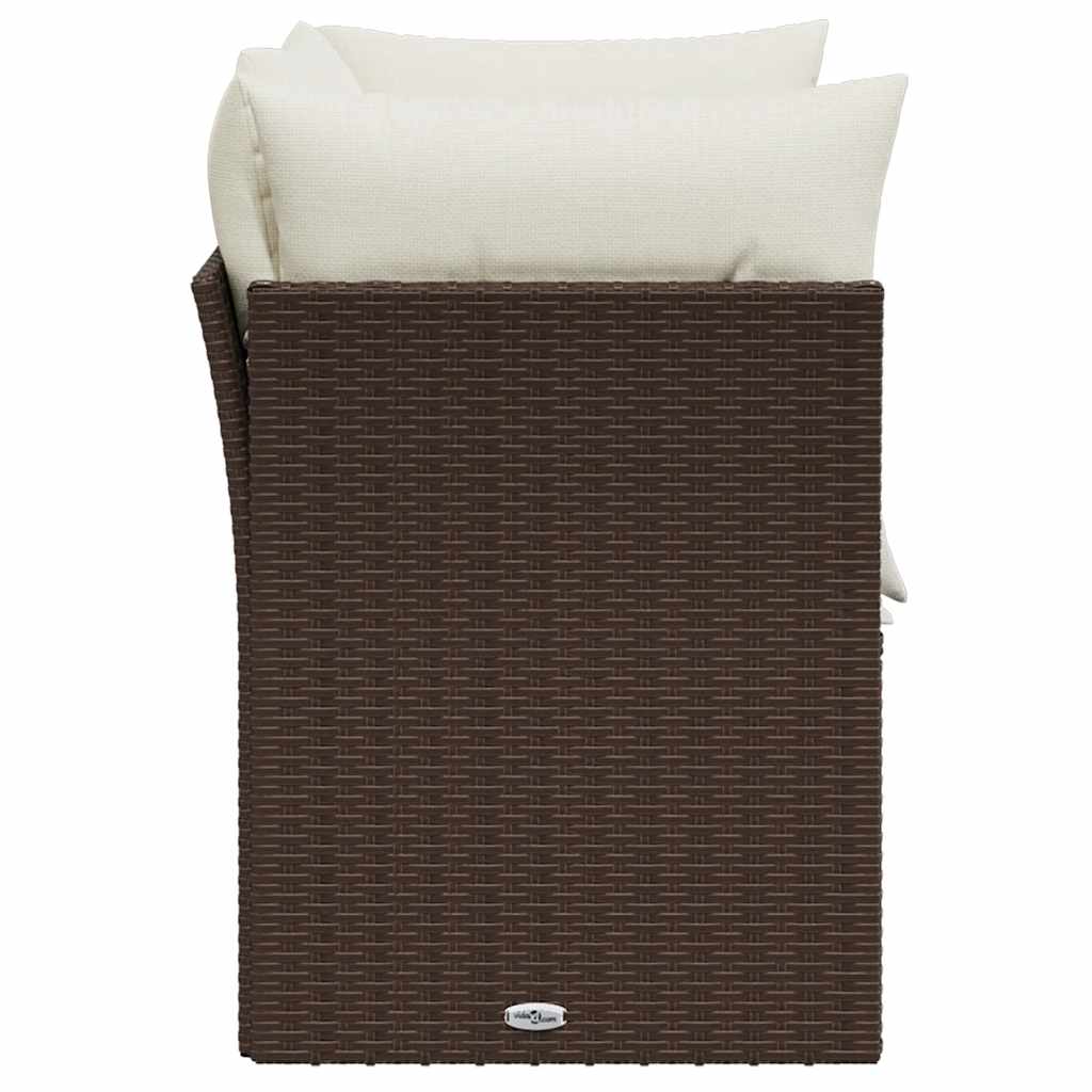vidaXL Sofa ogrodowa z poduszkami, 2-osobowa, brązowa, polirattan
