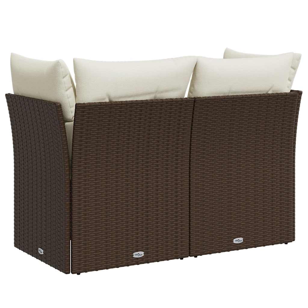 vidaXL Sofa ogrodowa z poduszkami, 2-osobowa, brązowa, polirattan