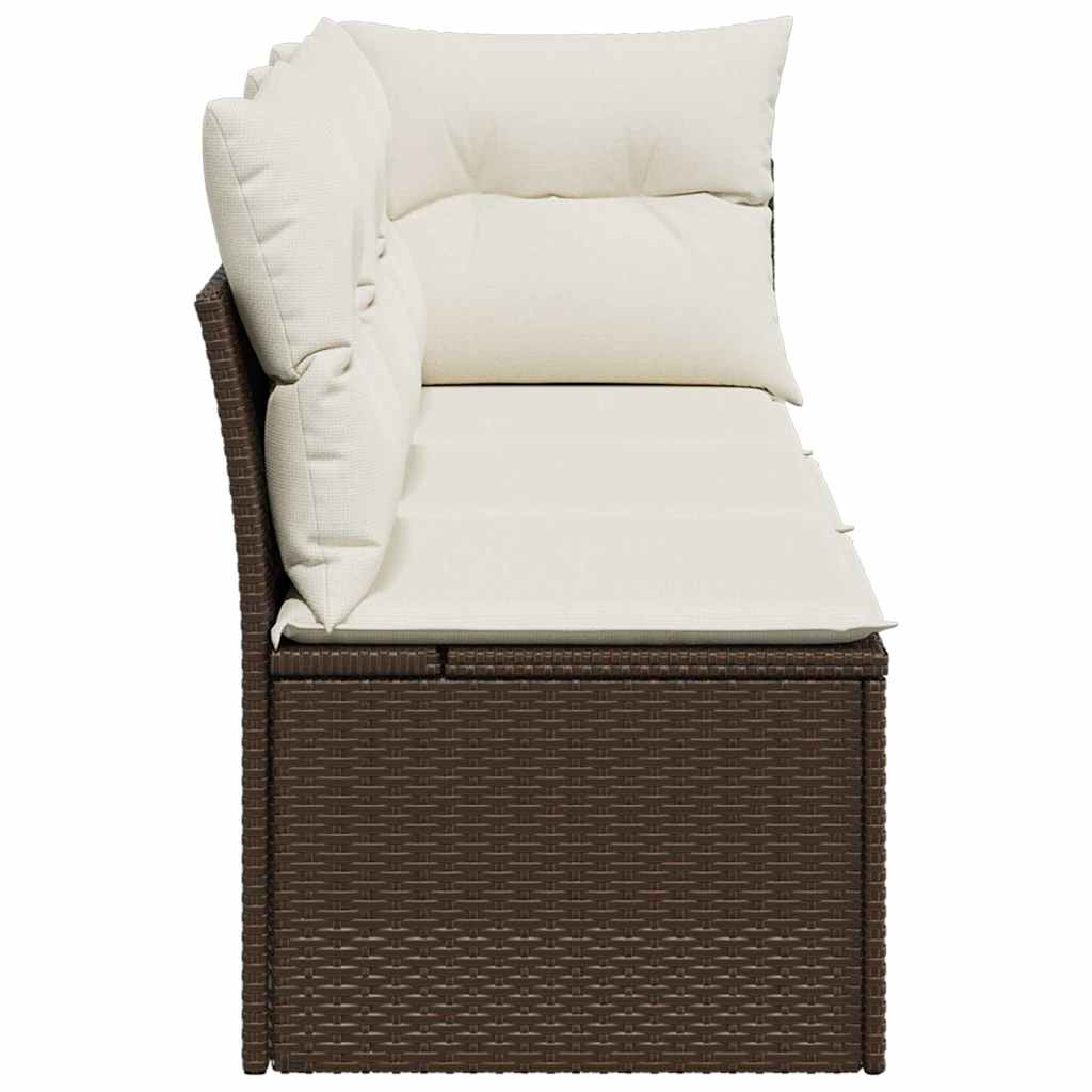 vidaXL Sofa ogrodowa z poduszkami, 3-osobowa, brązowa, polirattan
