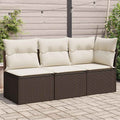 vidaXL Sofa ogrodowa z poduszkami, 3-osobowa, brązowa, polirattan