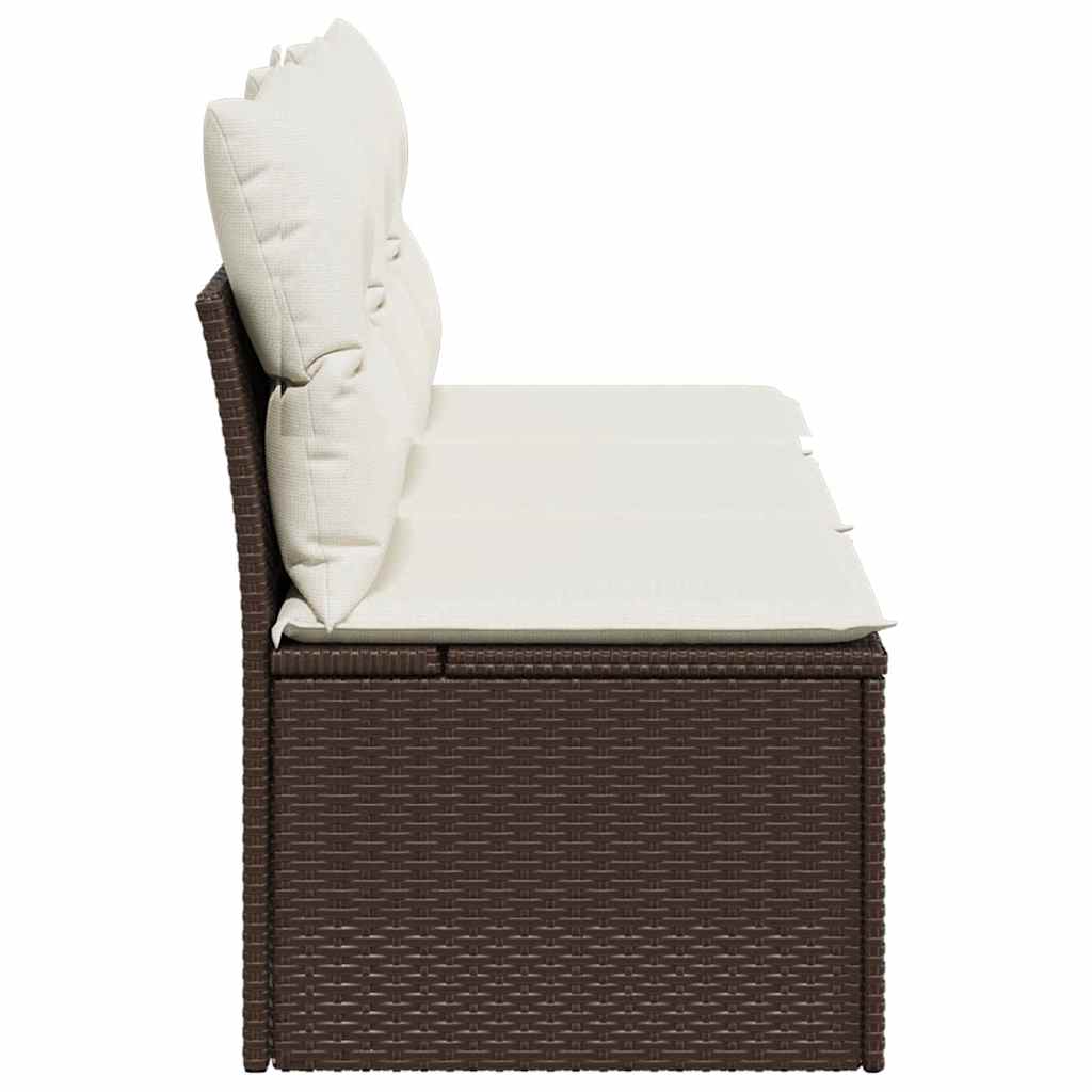 vidaXL Sofa ogrodowa z poduszkami, 3-osobowa, brązowa, polirattan