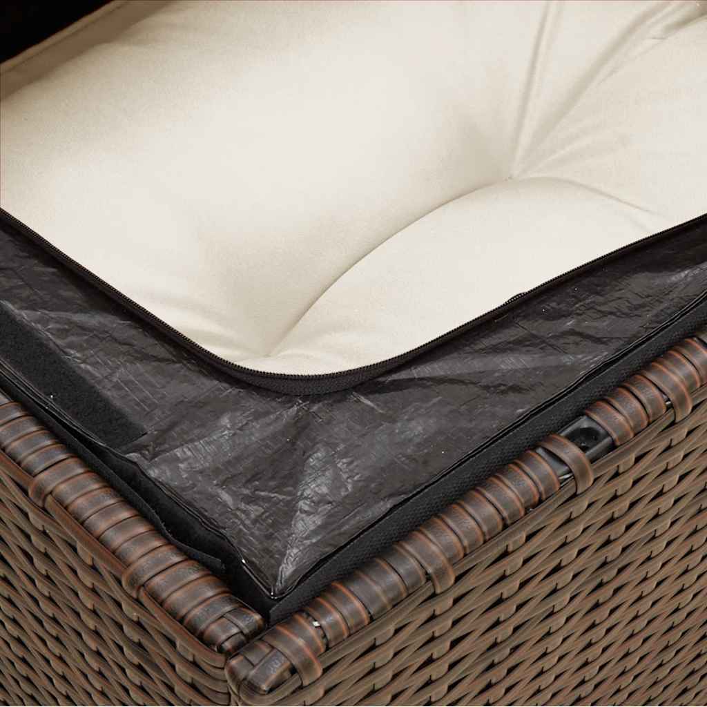 vidaXL Sofa ogrodowa z poduszkami, 3-osobowa, brązowa, polirattan