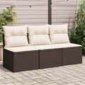 vidaXL Sofa ogrodowa z poduszkami, 3-osobowa, brązowa, polirattan