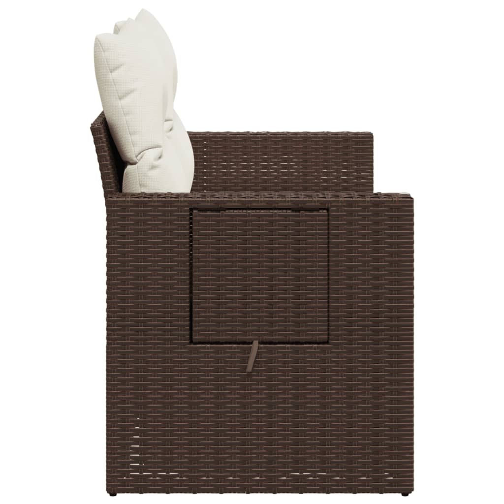 vidaXL Sofa ogrodowa z poduszkami, 2-osobowa, brązowa, polirattan