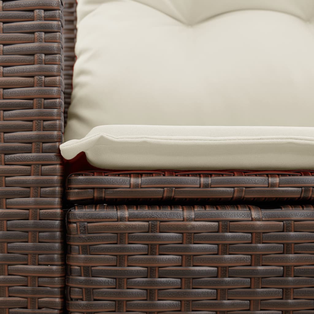 vidaXL Sofa ogrodowa z poduszkami, 2-osobowa, brązowa, polirattan