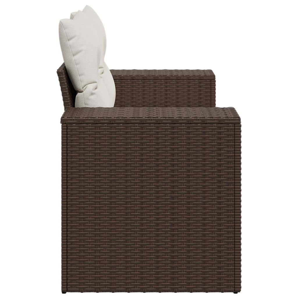 vidaXL Sofa ogrodowa z poduszkami, 2-osobowa, brązowa, polirattan