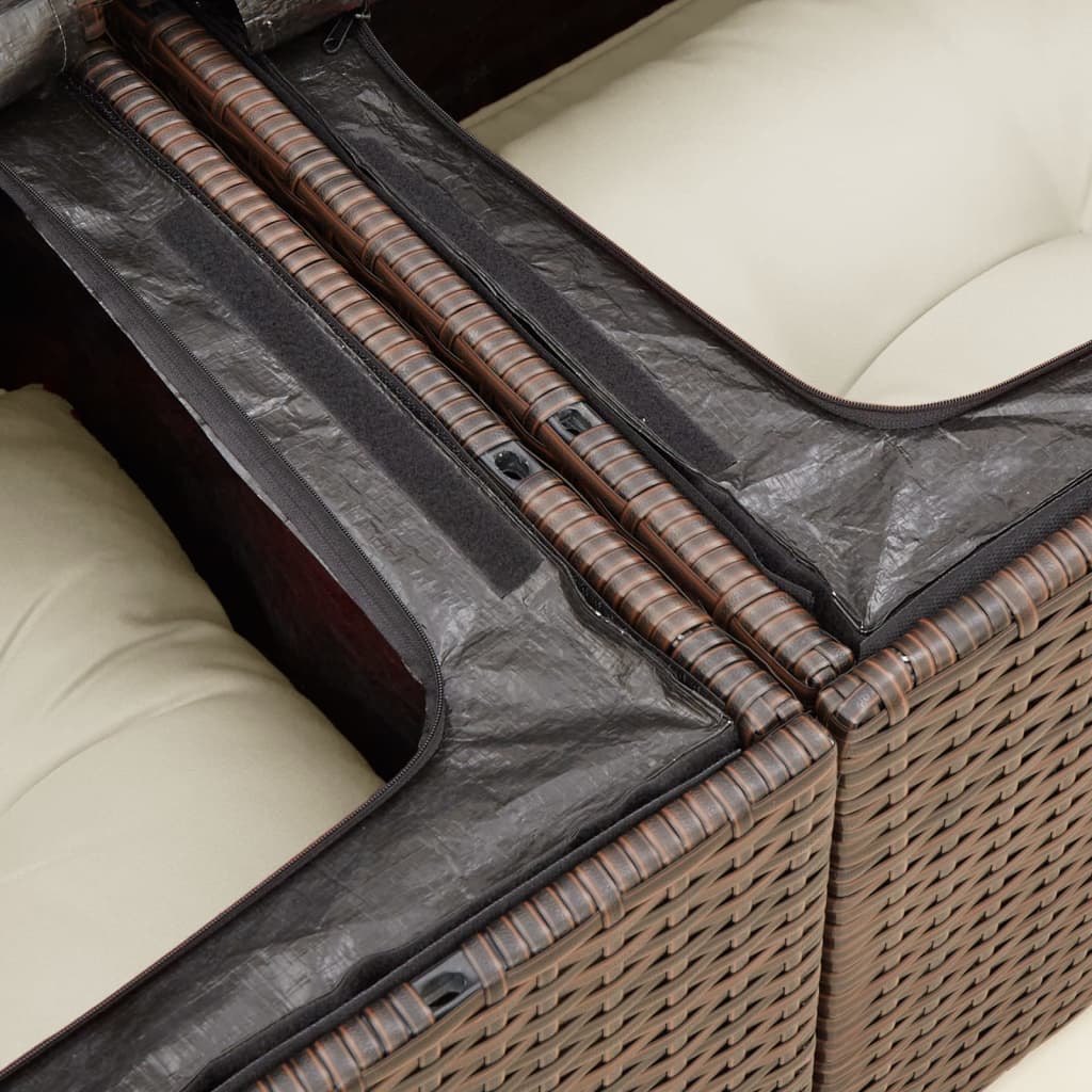 vidaXL Sofa ogrodowa z poduszkami, 2-osobowa, brązowa, polirattan