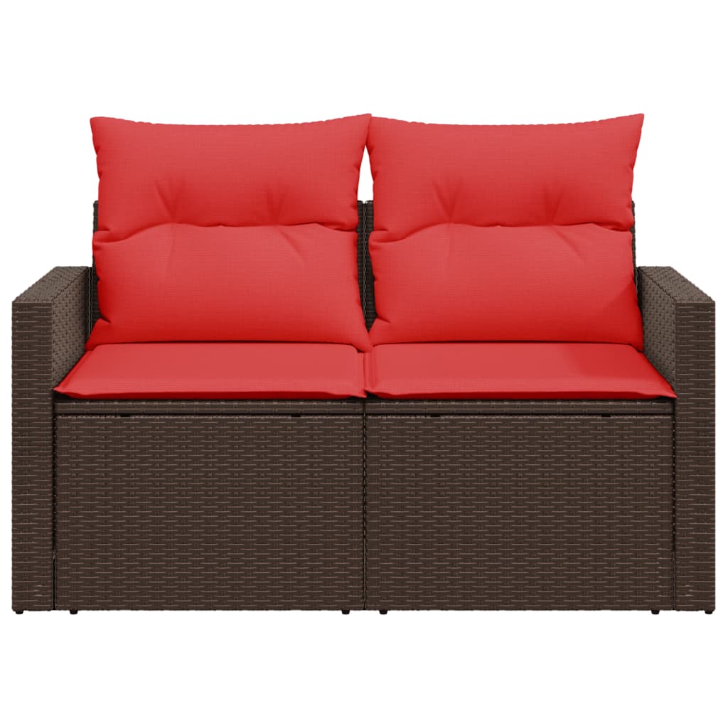 vidaXL Sofa ogrodowa z poduszkami 2-osobowa brązowa polirattanowa