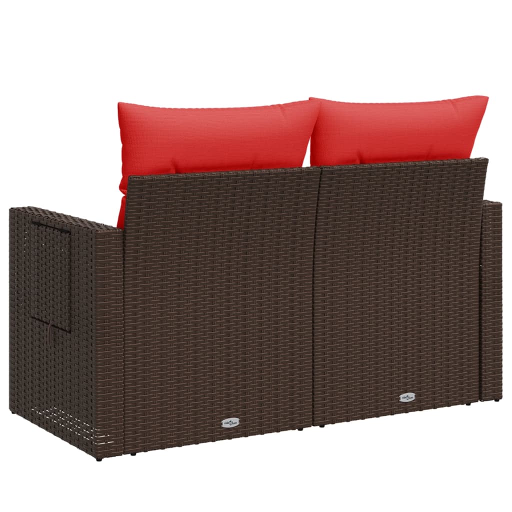 vidaXL Sofa ogrodowa z poduszkami 2-osobowa brązowa polirattanowa