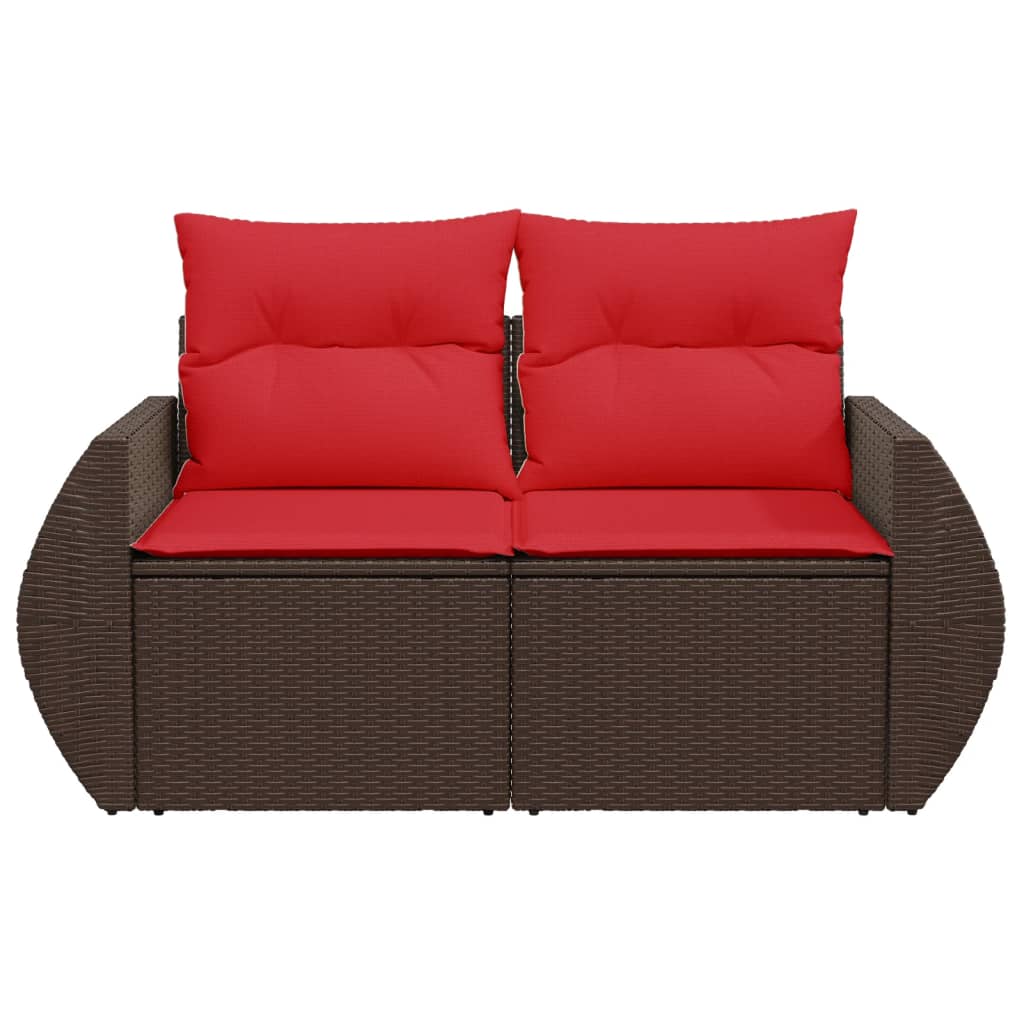 vidaXL Sofa ogrodowa z poduszkami 2-osobowa brązowa polirattanowa