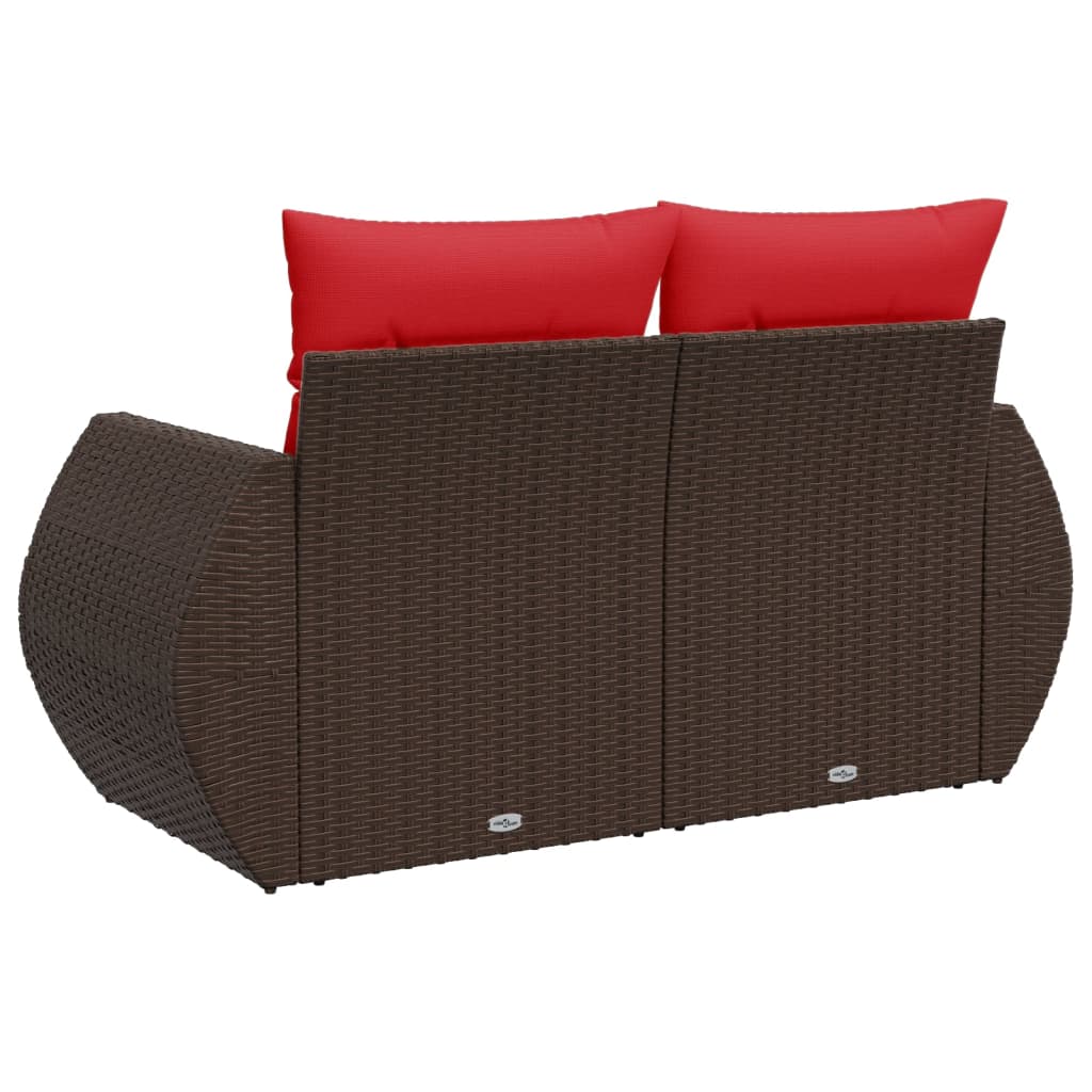 vidaXL Sofa ogrodowa z poduszkami 2-osobowa brązowa polirattanowa