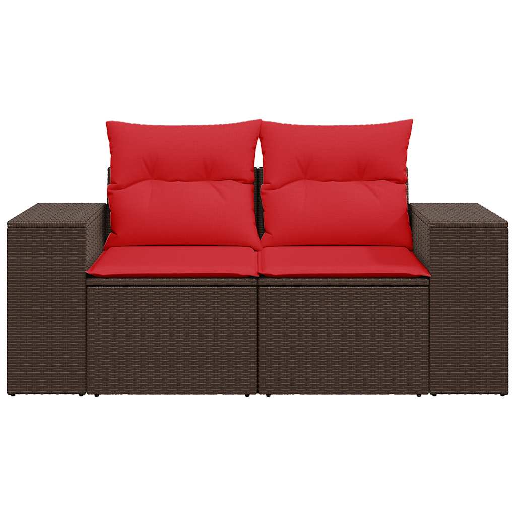 vidaXL Sofa ogrodowa z poduszkami 2-osobowa brązowa polirattanowa