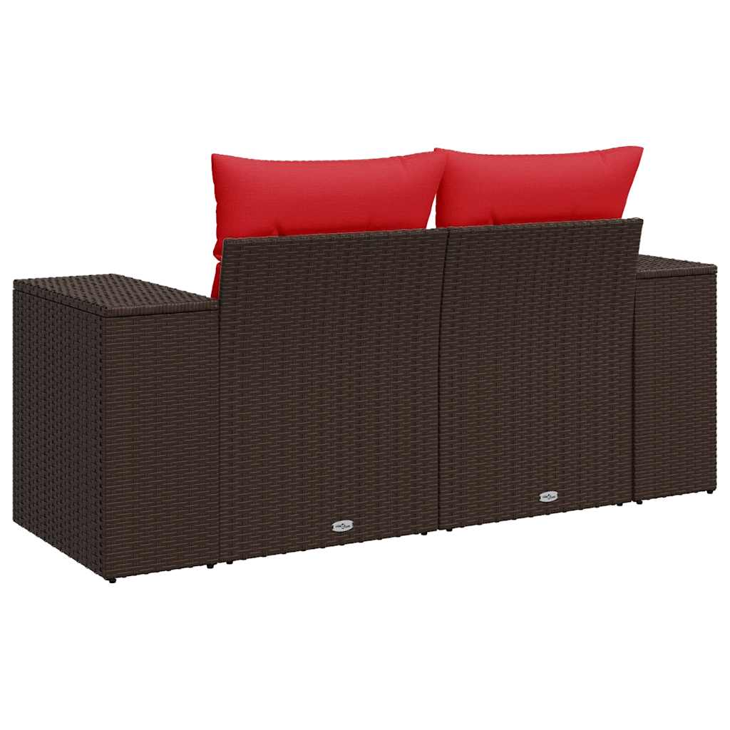 vidaXL Sofa ogrodowa z poduszkami 2-osobowa brązowa polirattanowa