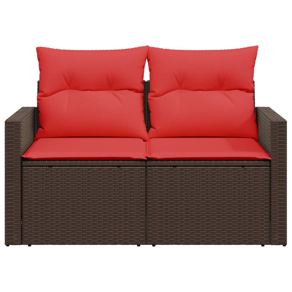 vidaXL Sofa ogrodowa z poduszkami 2-osobowa brązowa polirattanowa