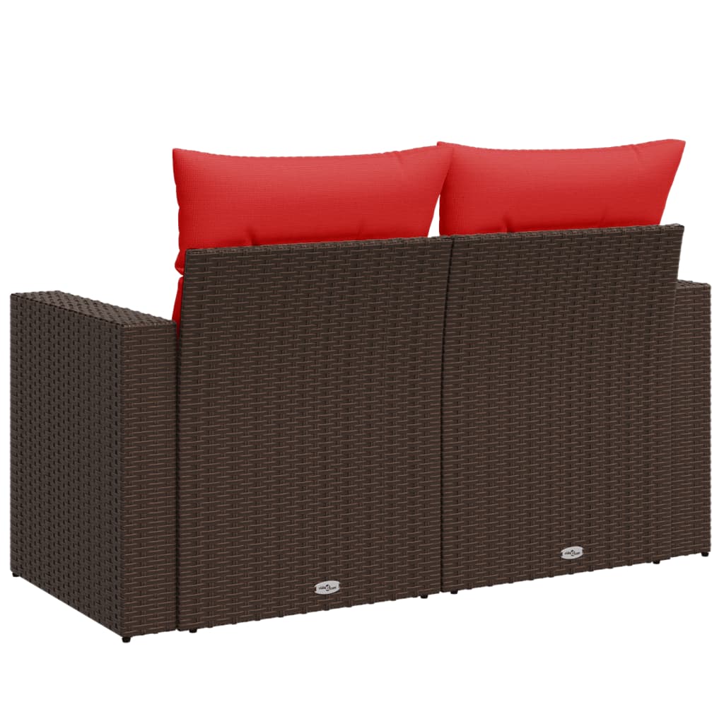 vidaXL Sofa ogrodowa z poduszkami 2-osobowa brązowa polirattanowa