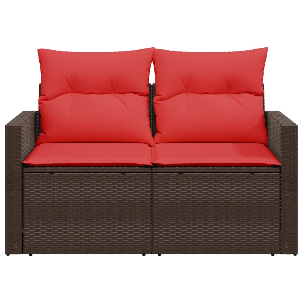 vidaXL Sofa ogrodowa z poduszkami 2-osobowa brązowa polirattanowa