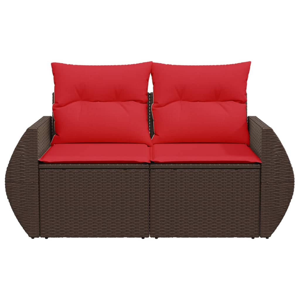 vidaXL Sofa ogrodowa z poduszkami 2-osobowa brązowa polirattanowa