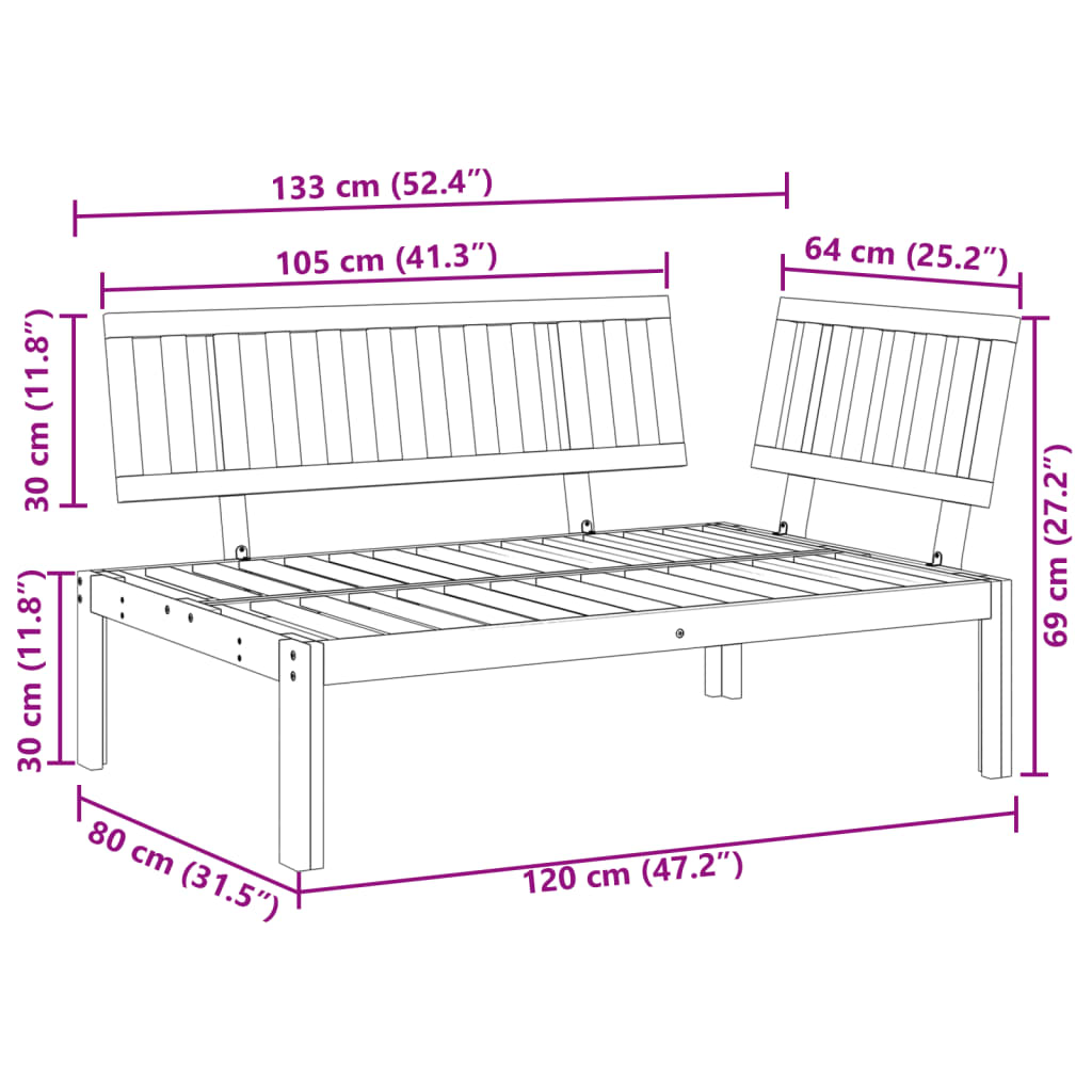 vidaXL Narożna sofa ogrodowa z deseczek, lite drewno akacjowe