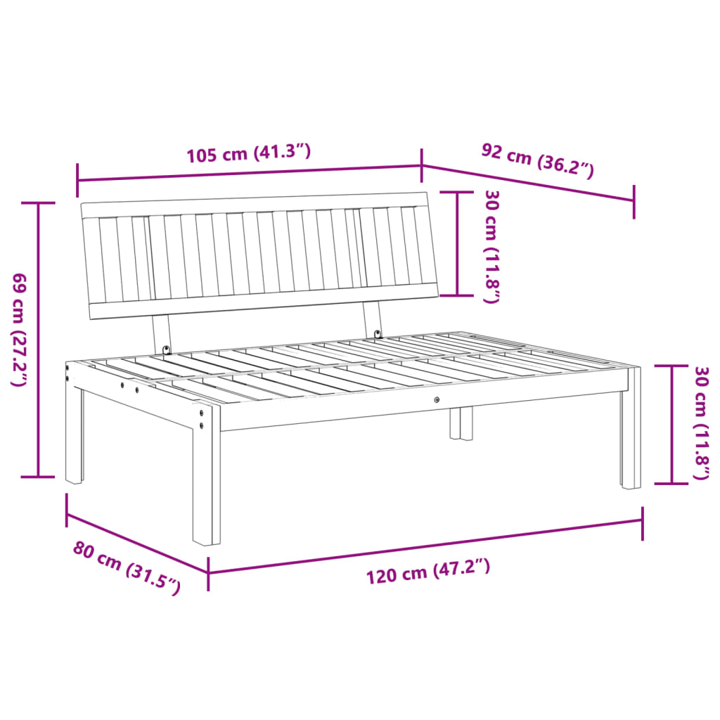 vidaXL Sofa ogrodowa z deseczek, lite drewno akacjowe