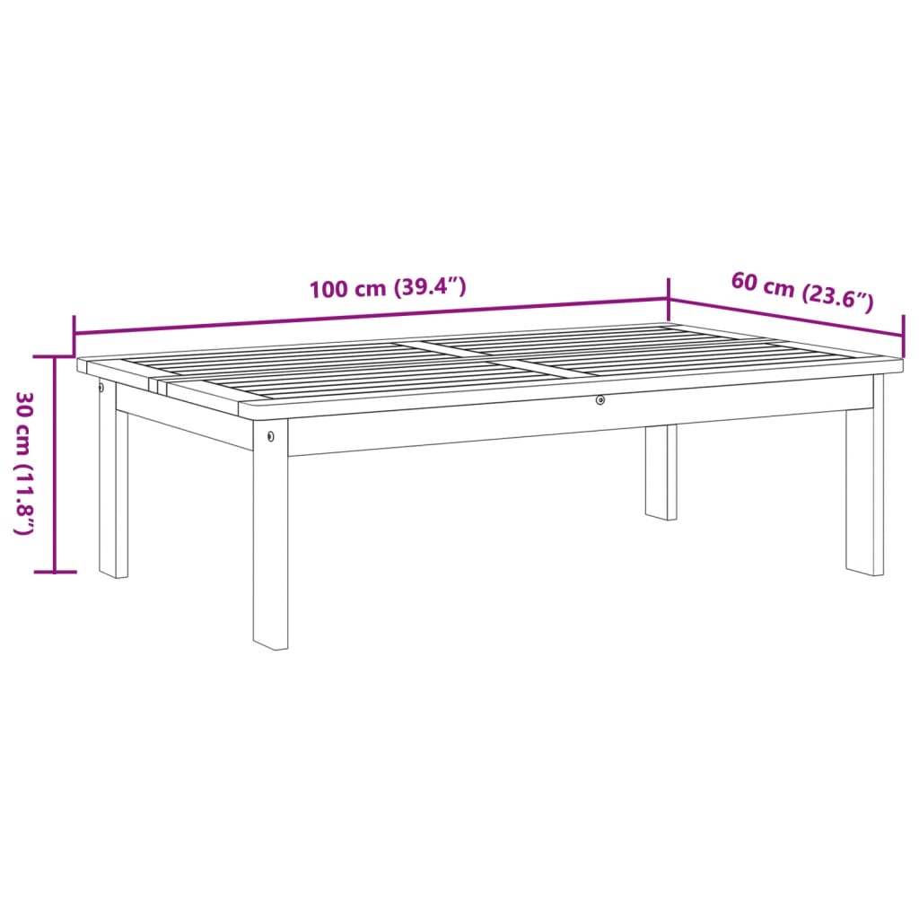 vidaXL Stolik ogrodowy, 100x60x30 cm, lite drewno akacjowe