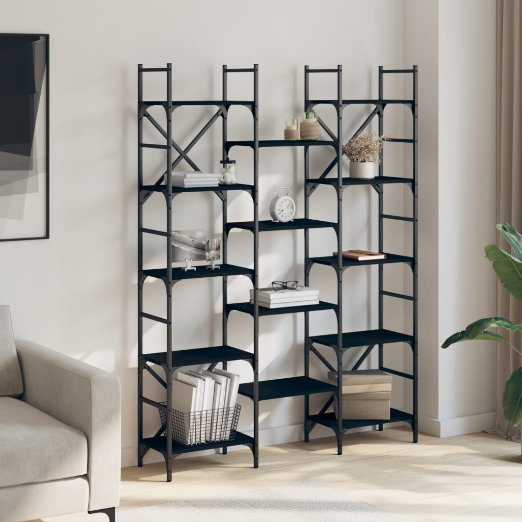 vidaXL Regał na książki, czarny, 127,5x28,5x172,5 cm