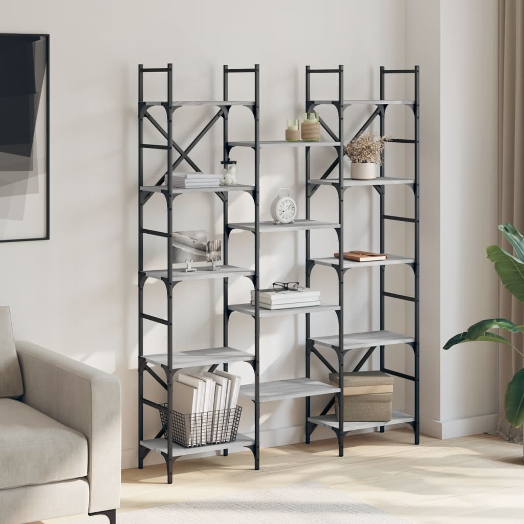 vidaXL Regał na książki, szary dąb sonoma, 127,5x28,5x172,5 cm
