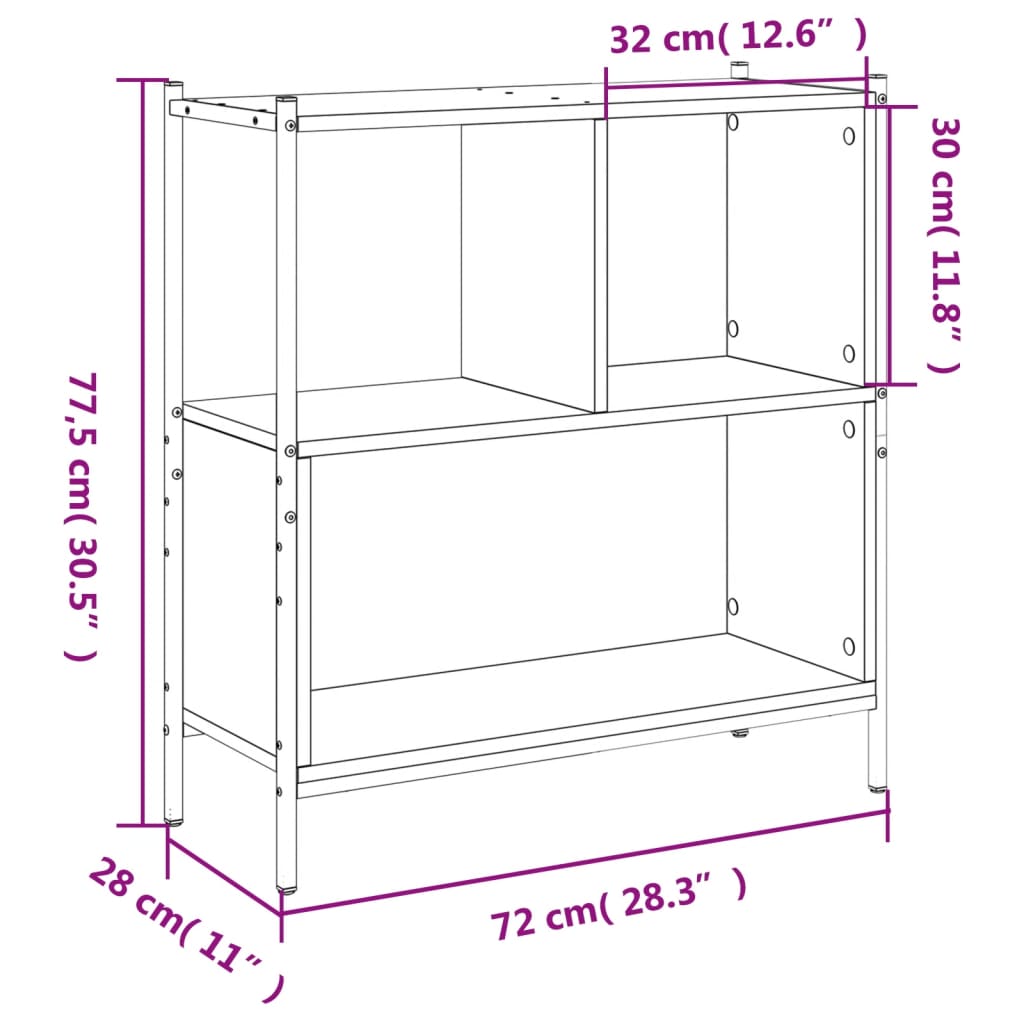 vidaXL Regał, przydymiony dąb, 72x28x77,5 cm, materiał drewnopochodny