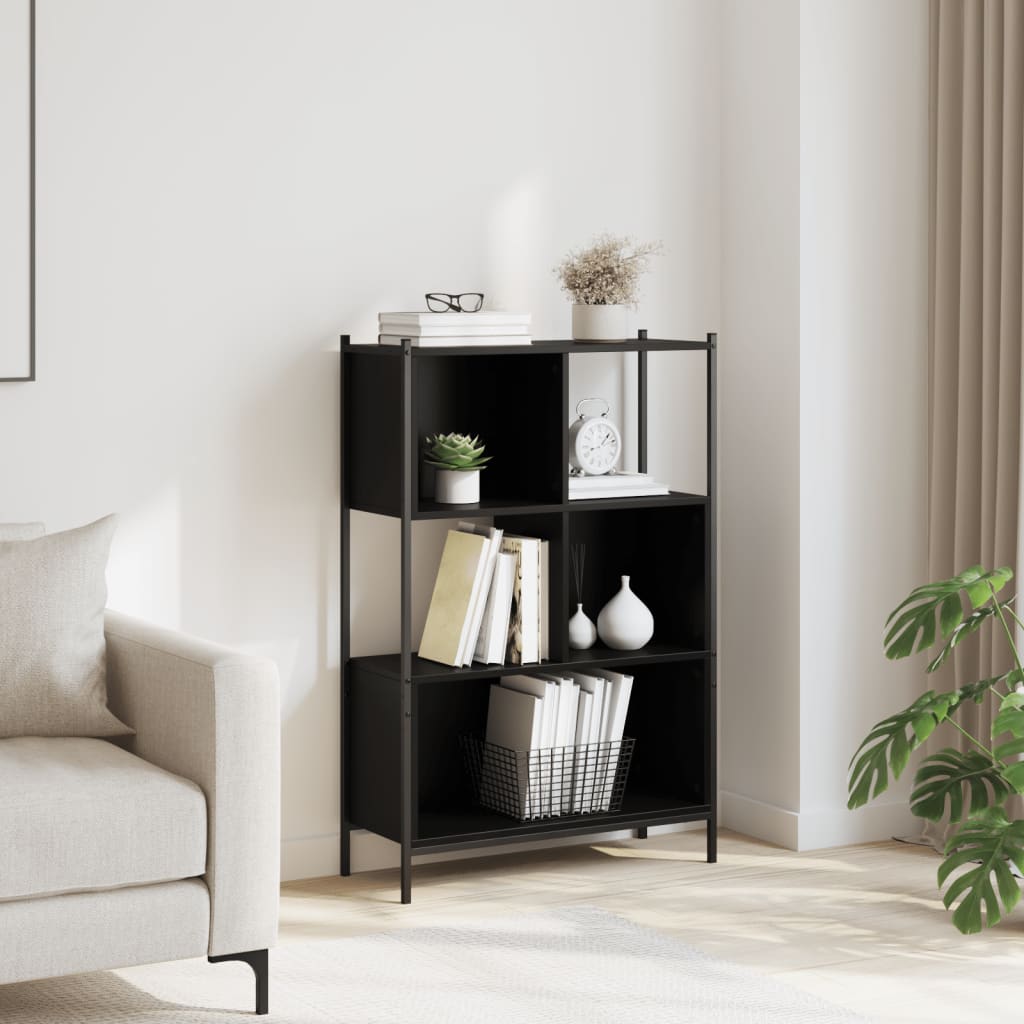 vidaXL Regał, czarny, 72x28x109 cm, materiał drewnopochodny