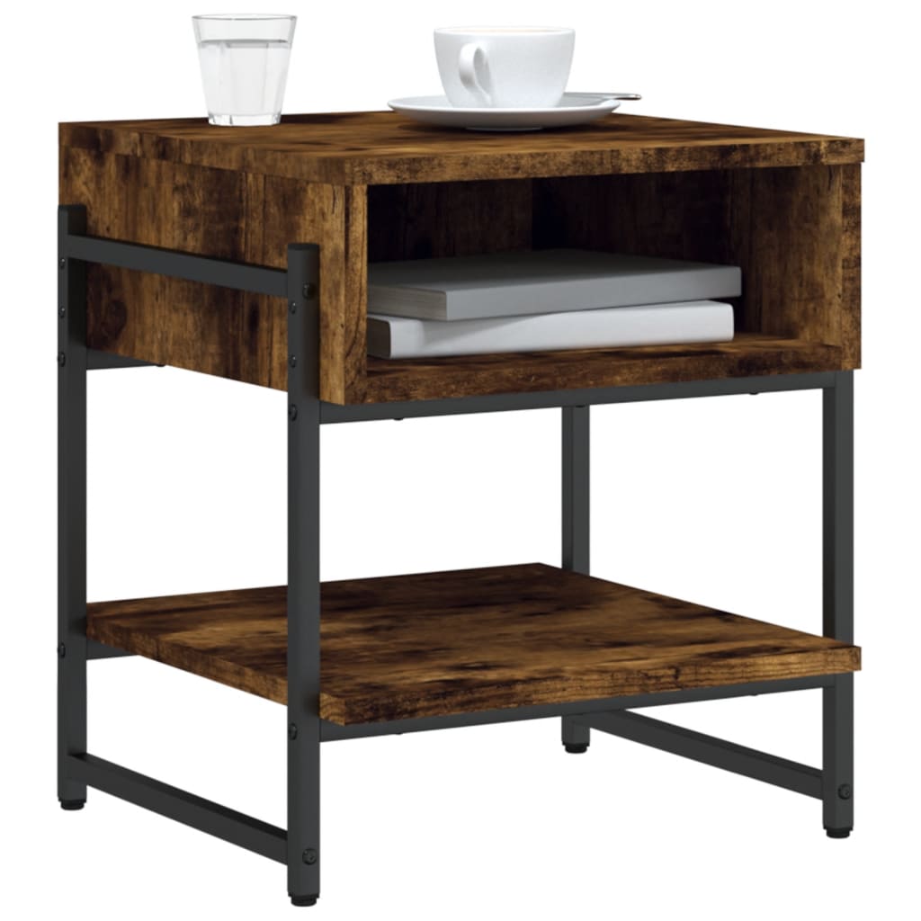 vidaXL Stolik kawowy, przydymiony dąb, 40x40x45 cm