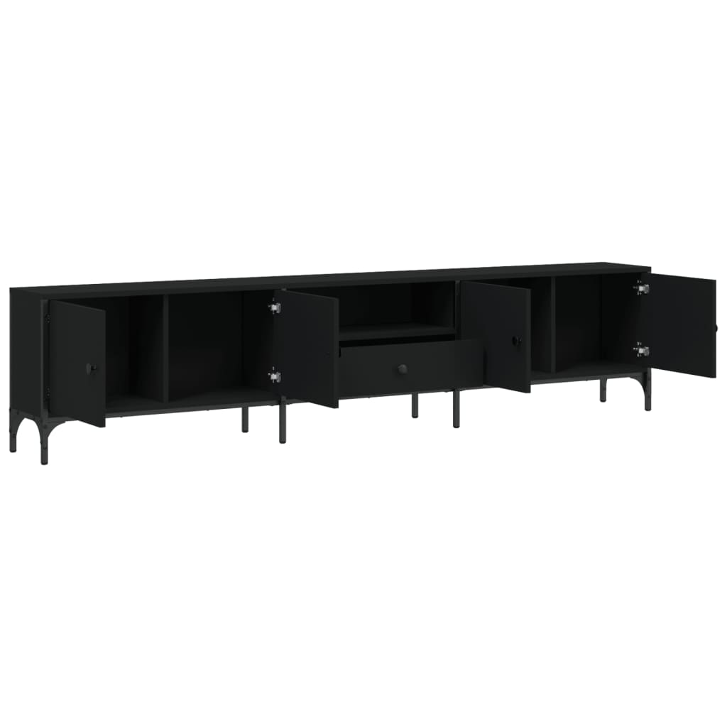 vidaXL Szafka pod TV, z szufladą, czarna, 200x25x44 cm
