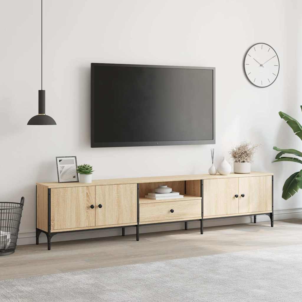 vidaXL Szafka pod TV, z szufladą, dąb sonoma, 200x25x44 cm
