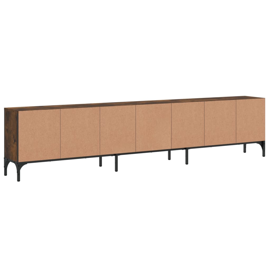 vidaXL Szafka pod TV, z szufladą, przydymiony dąb, 200x25x44 cm