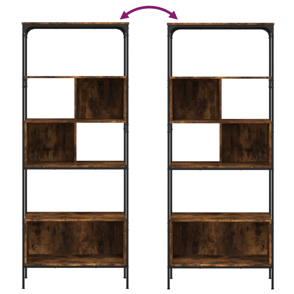 vidaXL 5-poziomowy regał na książki, przydymiony dąb, 76x33x188,5 cm