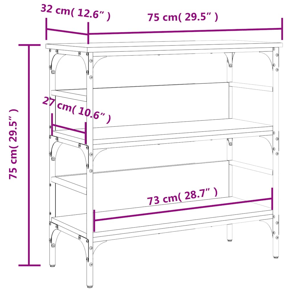vidaXL Stolik konsolowy, czarny, 75x32x75 cm, materiał drewnopochodny