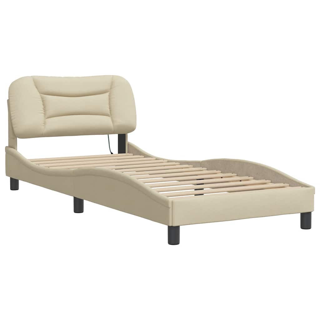 vidaXL Rama łóżka bez materaca Hvar Kremowa 80x200 cm Tkanina