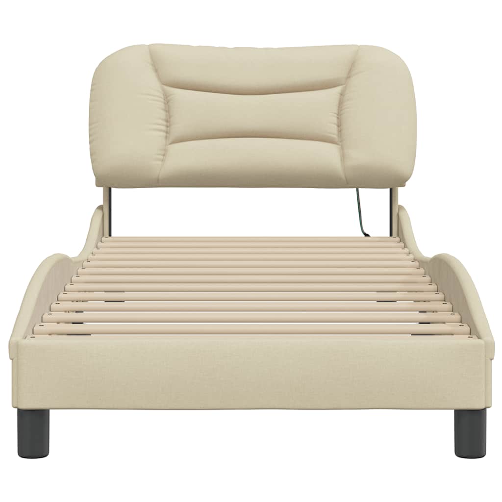 vidaXL Rama łóżka bez materaca Hvar Kremowa 80x200 cm Tkanina