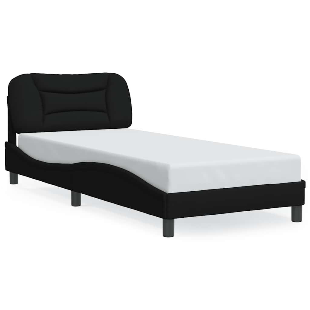 vidaXL Rama łóżka bez materaca Hvar Czarna 90x190 cm Tkanina