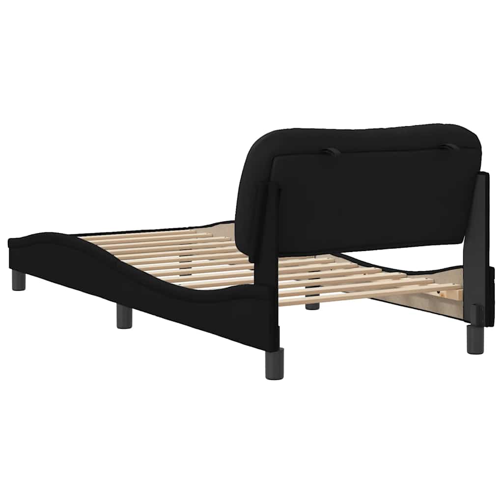 vidaXL Rama łóżka bez materaca Hvar Czarna 90x190 cm Tkanina