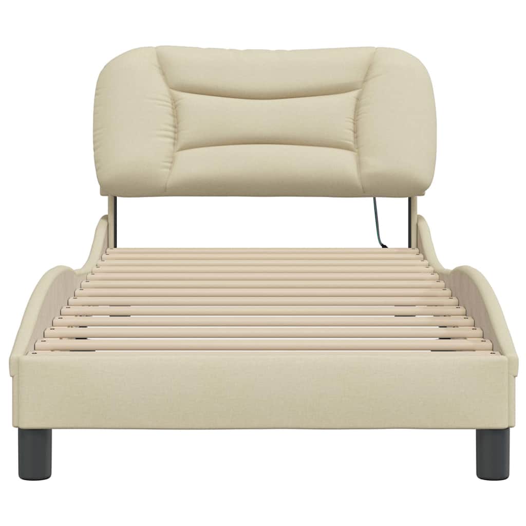 vidaXL Rama łóżka bez materaca Hvar Kremowa 90x190 cm Tkanina