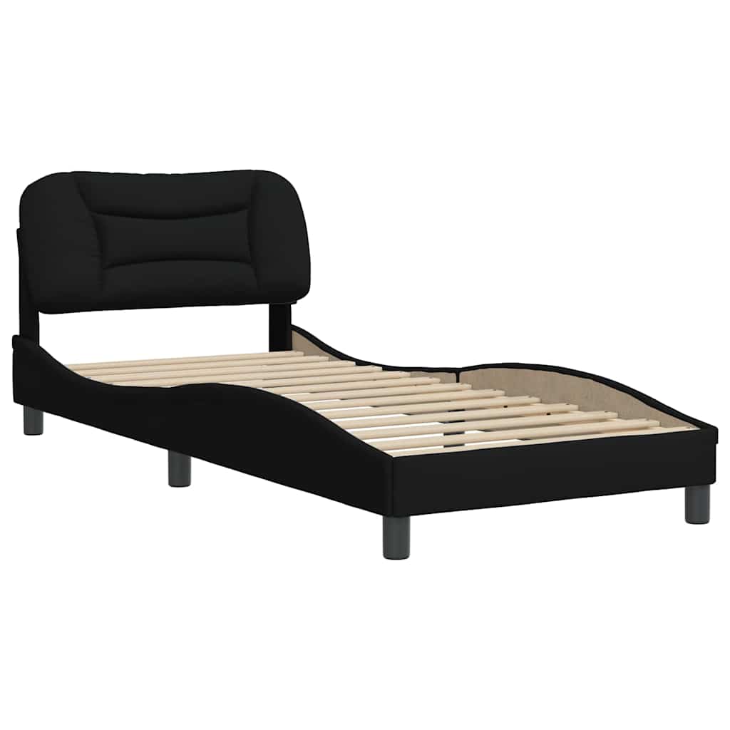 vidaXL Rama łóżka bez materaca Hvar Czarna 90x200 cm Tkanina